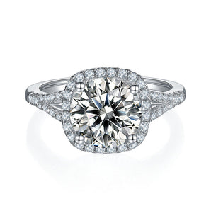 925 Sterling Silver Halo Round Cut CZ Ring 2