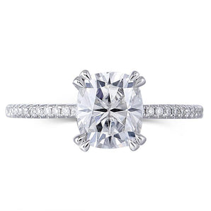 925 Sterling Silver Double Prong Cushion Cut CZ Diamond Classic Ring 1