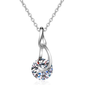 925 Sterling Silver Round Cut CZ Pendant Necklace 1