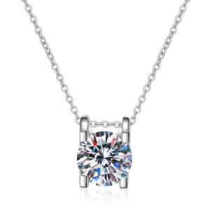 925 Sterling Silver Classic Round Cut CZ Diamond Necklace 1