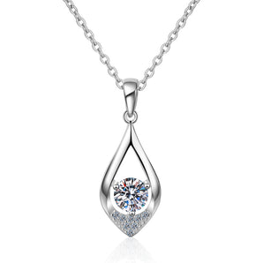 925 Sterling Silver Round Cut CZ Diamond Pendant Necklace 1