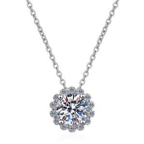 925 Sterling Silver Round Cut CZ Diamond Classic Necklace 1