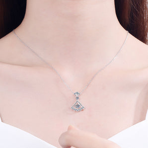 925 Sterling Silver Round Cut Dancing CZ Diamond Pendant Necklace 2