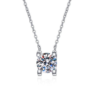 925 Sterling Silver Classis Round Cut CZ Necklace 1