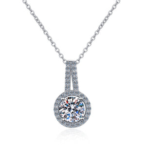 925 Sterling Silver Round Cut CZ  Diamond Classic Pendant Necklace 1