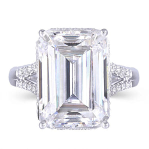 925 Sterling Silver  Emerald Cut CZ Split Shank Ring for women 1