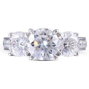 925 Sterling Silver Round Cut CZ Three Stone Ring 2