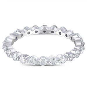 925 Sterling Silver Round Cut CZ Eternity Ring for women 1