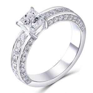 925 Sterling Silver Princess Cut CZ Classic Ring 1