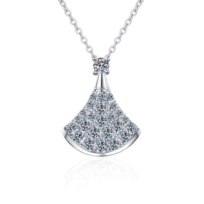 925 Sterling Silver Round Cut CZ Small Skirt Pendant Necklace 1