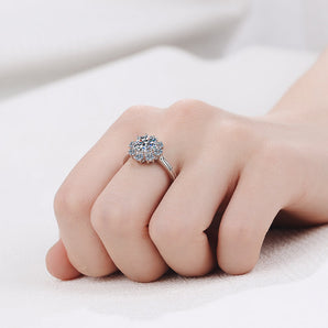 925 Sterling Silver Round Cut CZ Halo Ring 2