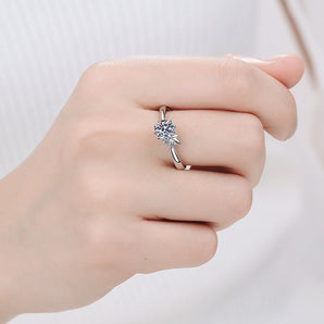 925 Sterling Silver Round Cut CZ Simple Fashion Ring 2