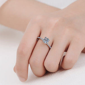 925 Sterling Silver Round Cut CZ Thin Arm Classic Ring 2