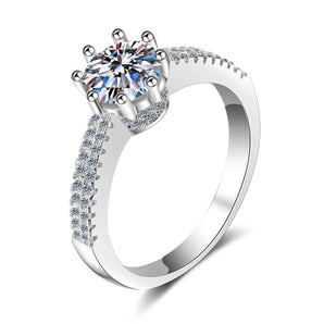 925 Sterling Silver Round Cut CZ Diamond Classic Ring 1