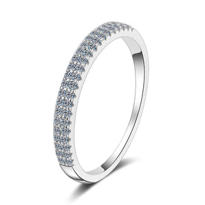 925 Sterling Silver Round Cut CZ Double Row Half Eternity Ring 1