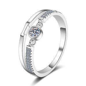 925 Sterling Silver Bezel Round Cut CZ Diamond Split Shank Ring 1