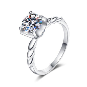 925 Sterling Silver Round Cut CZ Solitaire Ring 1