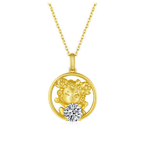 925 Sterling Silver Round Cut CZ Sheep Pendant Necklace 1