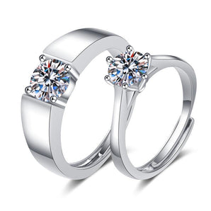 925 Sterling Silver Round Cut CZ Solitaire Couple Ring for Men and Women 2