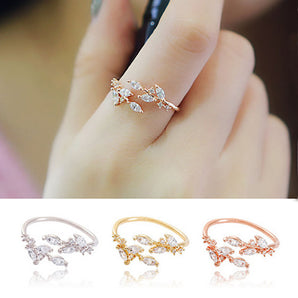 925 Sterling Silver Marquise Cut Leaf Open Ring Unique Engagement Rings for Women 1