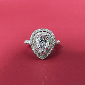 925 Sterling Silver Halo Round Cut Cz Unique Engagement Rings for Women 1