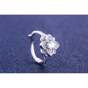 925 Sterling Silver Round Cut 925 Sterling Silver Clover Unique Engagement Rings for Women 2