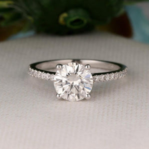 925 Sterling Silver Round Cut CZ Classic Ring 2