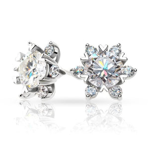 925 Sterling Silver Round Cut Cubic Zirconia Classic Stud Earrings 1