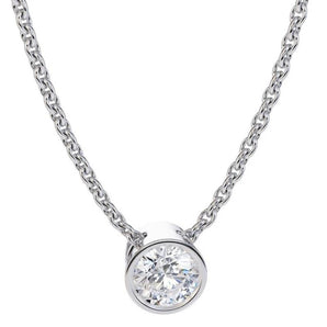 925 Sterling Silver Round Cut CZ Classic Pendant Necklace 2