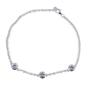 925 Sterling Silver Round Cut D Color CZ Diamond Bolo Bracelet 1