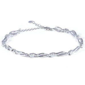 925 Sterling Silver 3mm Round Cut 0.9cttw CZ Bolo Fashion Bracelet 1