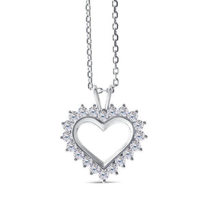 925 Sterling Silver CZ Heart Shaped Pendant Nacklace 1