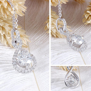 925 Sterling Silver Round Cut CZ Number "8“ Halo Pendant Necklace 2