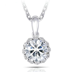 925 Sterling Silver Round Cut CZ Lace Halo Pendant Necklace 1