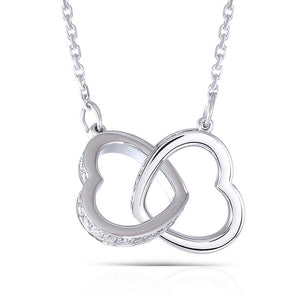 925 Sterling Silver CZ Interlocking Heart Shaped Necklace 1