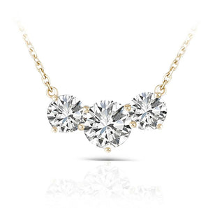 925 Sterling Silver Round Cut CZ 3 Stone Necklace 1