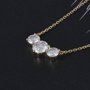 925 Sterling Silver Round Cut CZ 3 Stone Necklace 2