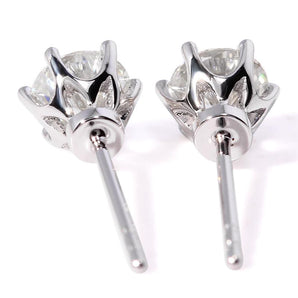 925 Sterling Silver Round Cut Cubic Zirconia Classic Stud Earrings 2