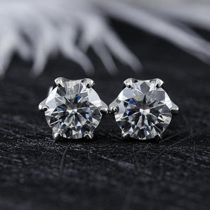 925 Sterling Silver Round Cut Cubic Zirconia Stud Earrings 2