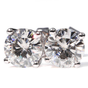 925 Sterling Silver Stud Earrings  Cubic Zirconia Round Cut Classic Four Prong Setting 1