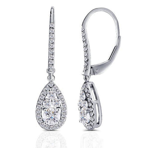 925 Sterling Silver Pear Shaped Cubic Zirconia Drop Earrings 1