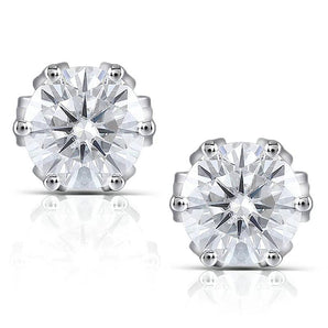 925 Sterling Silver Round Cut Cubic Zirconia Stud Earrings 1