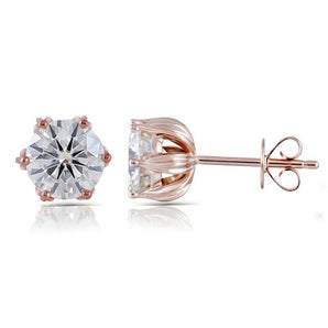 925 Sterling Silver Round Cut Cubic Zirconia Classic Lotus Shaped Stud Earrings 2