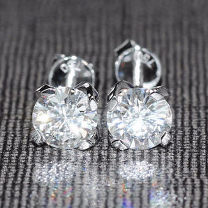 925 Sterling Silver Round Cut Cubic Zirconia Stud Earrings 2