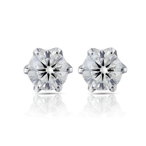 925 Sterling Silver Round Cut Cubic Zirconia Six Prong Setting Stud Earrings 1