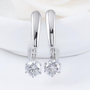 925 Sterling Silver Round Cut Cubic Zirconia Drop Earrings 2