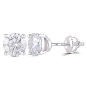 925 Sterling Silver Round Cut Cubic Zirconia Simple Stud Earrings 1