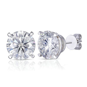 925 Sterling Silver Round Cut Cubic Zirconia Simple Stud Earrings 2