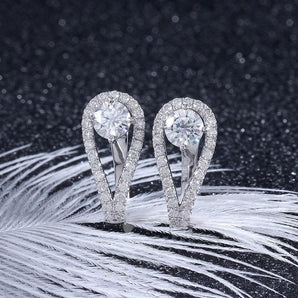 925 Sterling Silver Round Cut Cubic Zirconia Clip Earrings 2