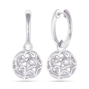 925 Sterling Silver Round Cut Cubic Zirconia Heart Shaped Earrings 1